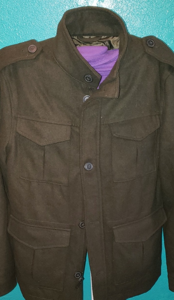 Army Green Pea coat  size med